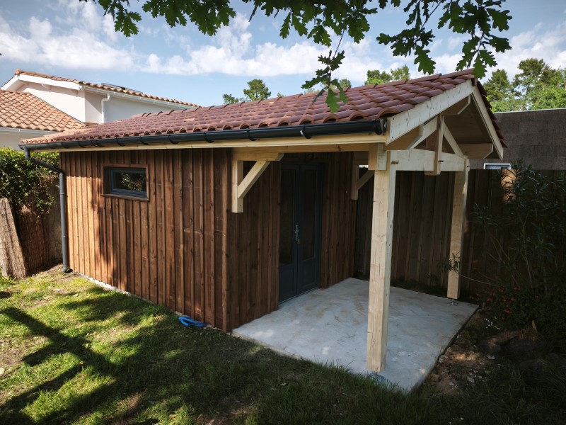 studio de jardin ossature bois 20m2 pessac bordeaux terrasse couverte LSMenuiserie gironde