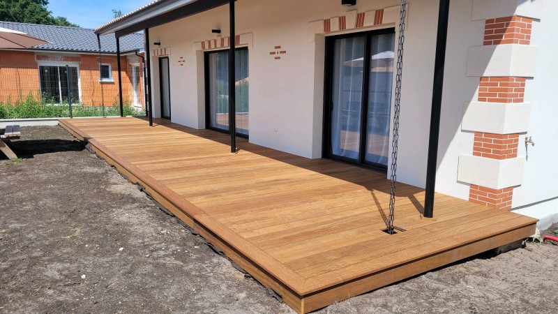 construction d'une terrasse en bois itauba à saint jean d'illac en gironde