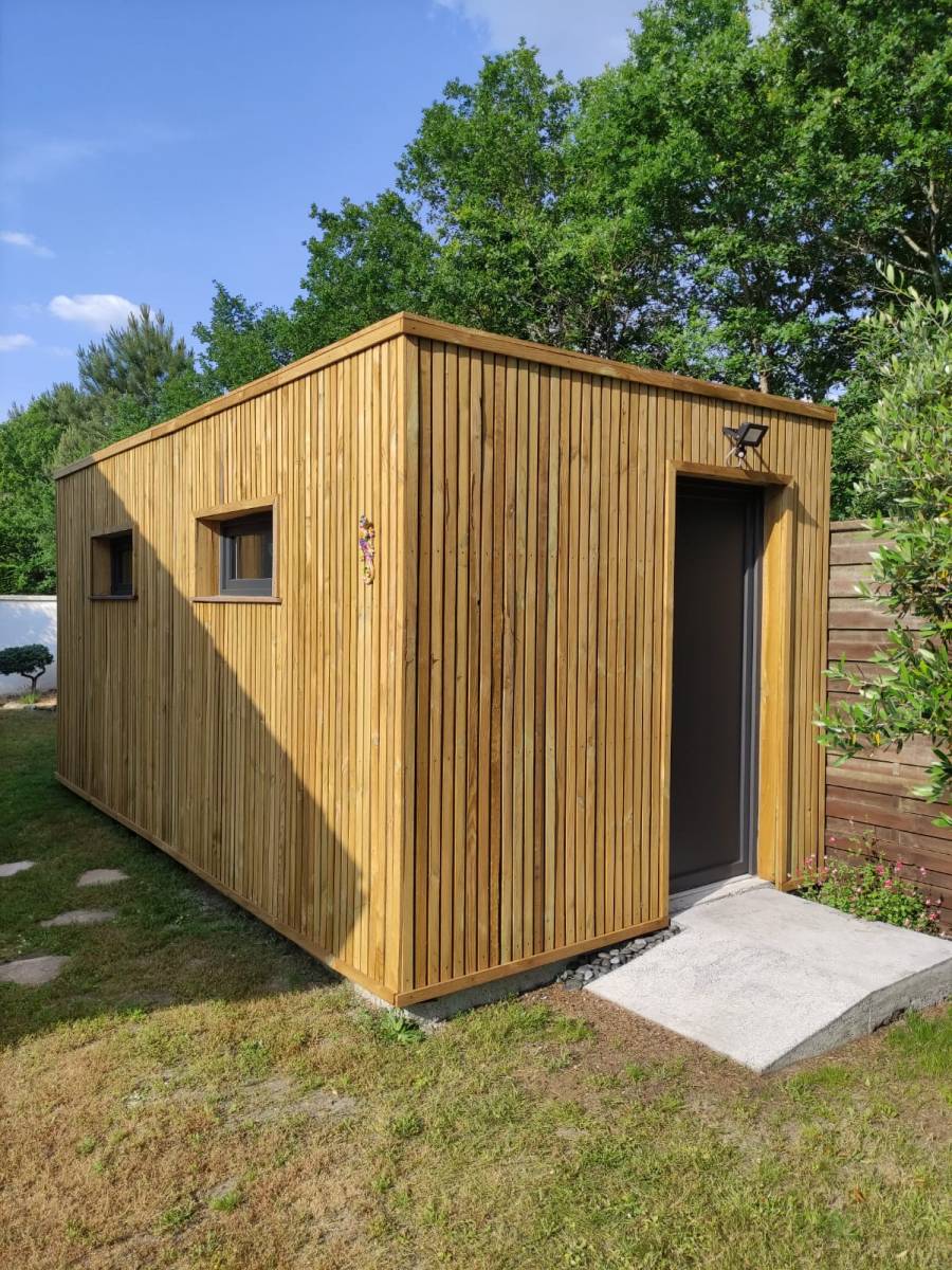 fabrication d'un chalet bois moderne a saint Médard en jalle proche de bordeaux