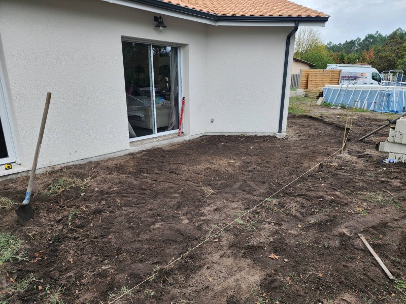 terrasse bois en pin autoclave avant pose a audenge sur le bassin d'arcachon en gironde