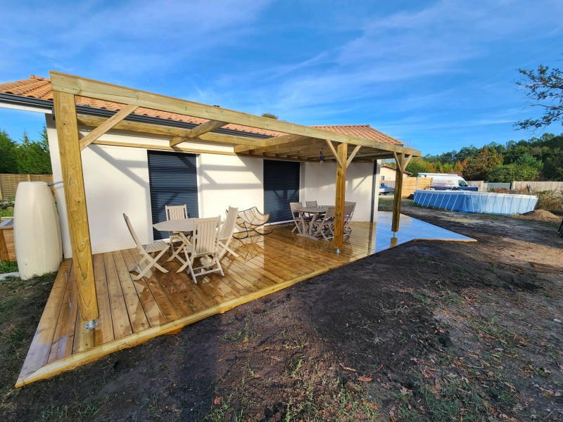 construction d'une pergola en bois autoclave a Audenge en gironde