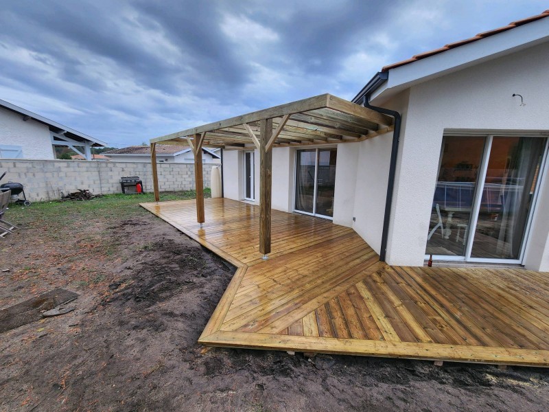 terrasse bois en pin autoclave a audenge sur le bassin d'arcachon en gironde